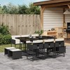 vidaXL 11 Piece Patio Dining Set with Cushions Black Poly Rattan - Comfortable Seating, Easy Maintenance, Compact Storage - 2 of 4