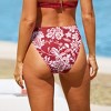 Women's Tropical Red Floral Print High-Rise Cheeky Bikini Bottoms - Cupshe - 2 of 4