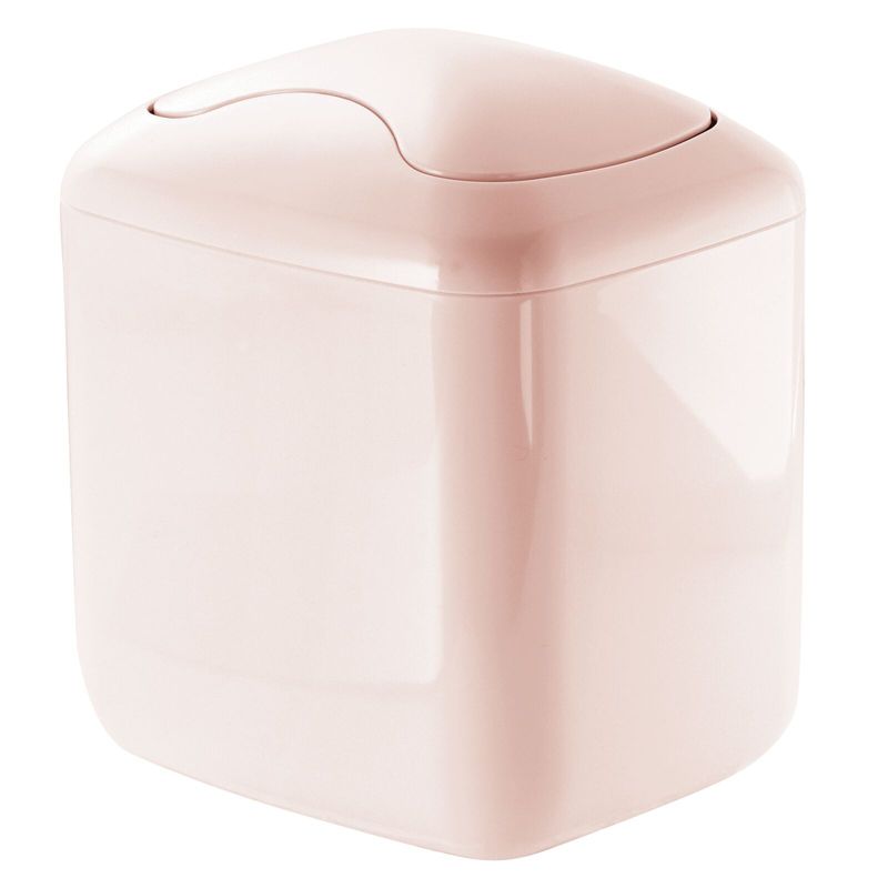 mDesign Mini Trash Can with Swing Lid for Bath Vanity, 1 of 8