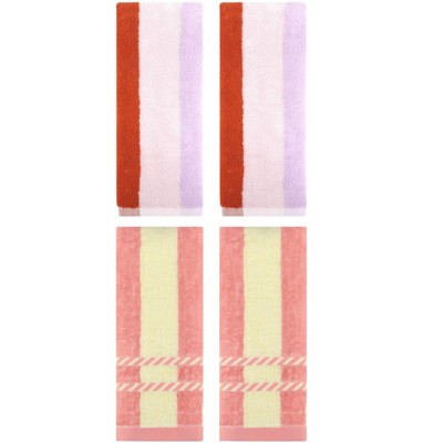 REGALWOVEN 4 Pcs Soft Absorbent Stripe Hand Towel for Bathroom, Kitchen