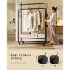 SONGMICS HOME Double-Rod Clothes Rack, Clothes Rail on Wheels, Portable Garment Rack, with 2 Clothes Hanging Rails, Fabric Shelf, Ink Black - 4 of 4