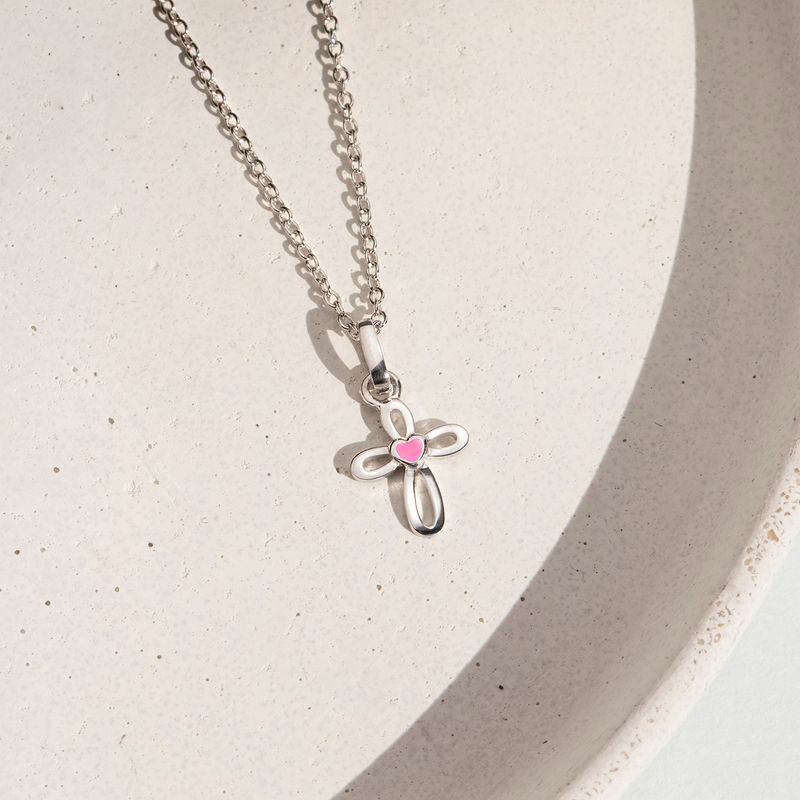 Girls' Tiny Open CZ Cross Sterling Silver Necklace - In Season Jewelry, 5 of 7