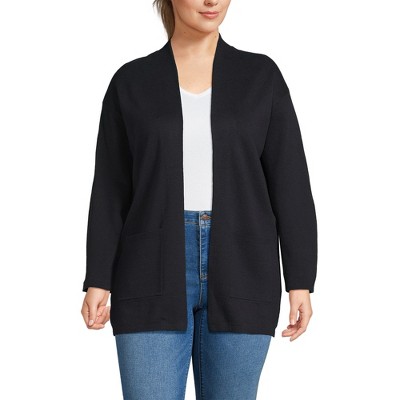 Lands' End Women's Cotton Half Milano Open Cardigan Sweater