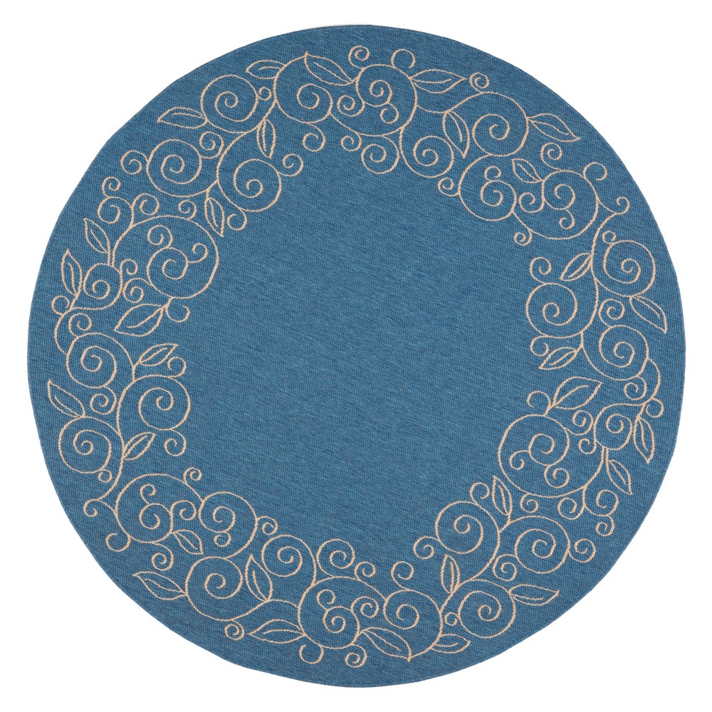 7'10in Round Glanville Outer Patio Rug Blue/Beige - Safavieh