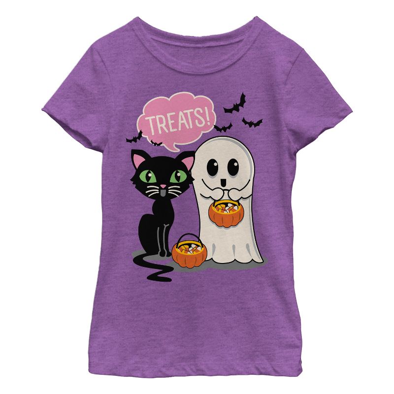 Girl's Lost Gods Halloween Treat Friends T-Shirt, 1 of 4