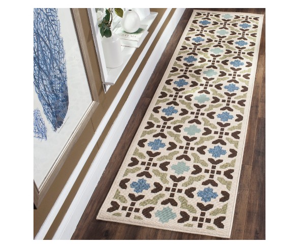 Corbyn 2'3" x 8' Indoor/Outdoor Rug - Aqua/Cream - Safavieh