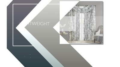 White Floral Sheer Rod Pocket Back Tab Curtain Panel