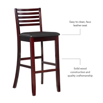 Merlot Espresso 30" Ladder Back Barstool with Padded Seat