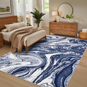 Large Abstract Area Rug 10x13 Machine Washable Rugs For Living Room Stain Resistant Easy Cleaning Throw Carpet With Non-Slip Backing Low Pile Floor - 1 of 4