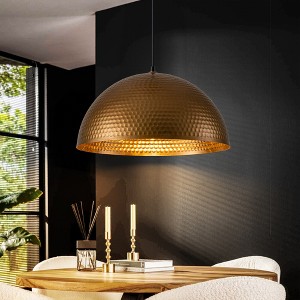 Rennnsan Grainor 15"-23" W 1 -Light Gold Foiled Dimmable Oversized Industrial Dome Pendant in Gold - 1 of 4