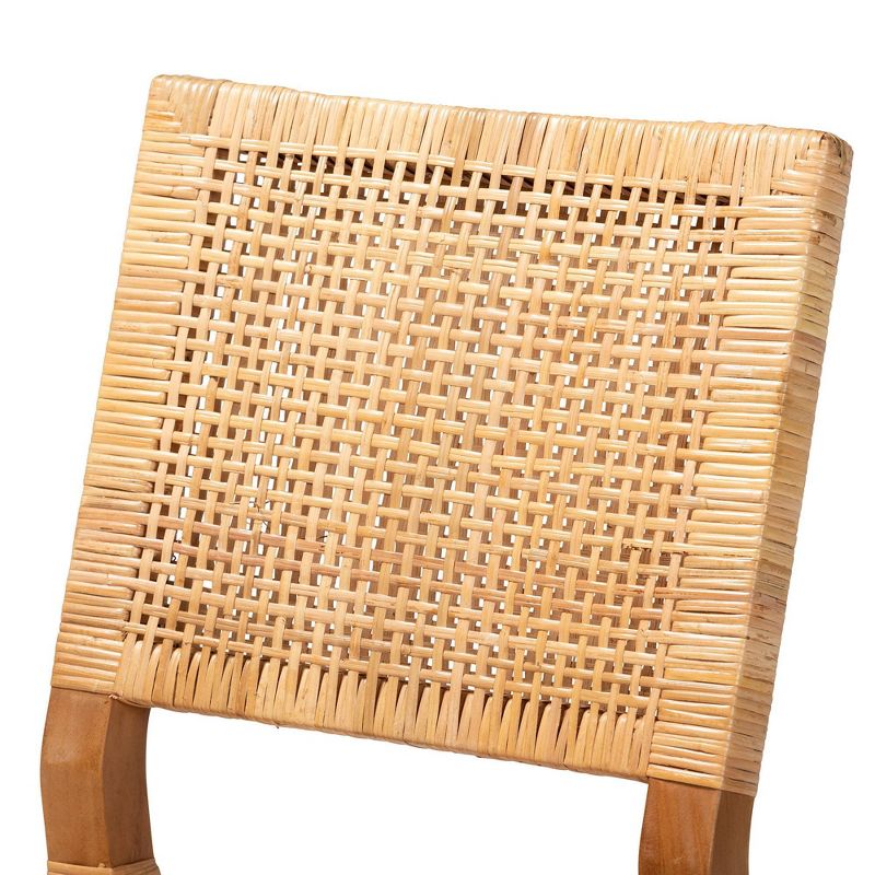 2pc Lesia Rattan and Wood Dining Chair Set Natural/Walnut - bali & pari: Mango Frame, No Assembly Required, 6 of 12