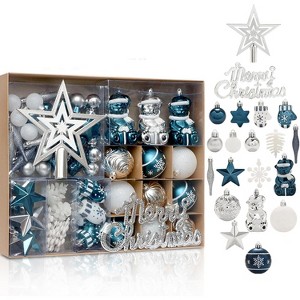Christmas Tree Ornaments, 70 pcs Blue & Silver Shatterproof Christmas Ball Ornaments for Christmas Tree Decoration - 1 of 4