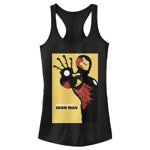 Juniors Womens Marvel Avengers Iron Man Golden Invincible Racerback Tank Top - 1 of 4