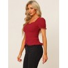 INSPIRE CHIC Women's Square Neck Solid Color Puff Short Sleeve Lace Up Gothic Blouse - 4 of 4