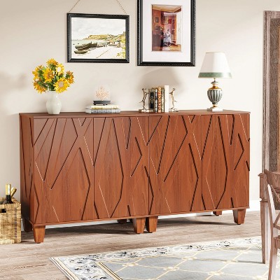Walnut 55" Textured Sideboard Buffet with Solid Wood Legs