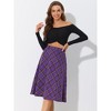 INSPIRE CHIC Women's Tartan Plaid High Waist Belted Vintage A-Line Midi Skirt - 2 of 4