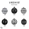 16pc Black and White Monochrome Christmas Bauble Ornament Set,Gothic Tree Ideas| OrnamentallyYou - 3 of 4