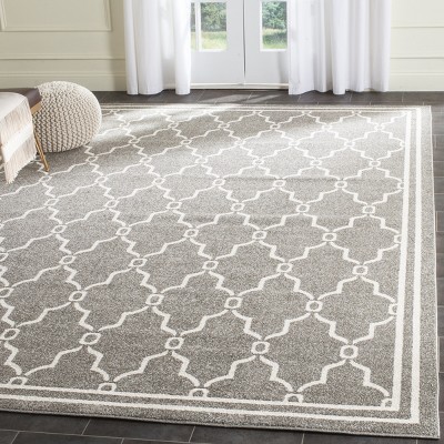 Rectangular Dark Grey/Beige Cotton Synthetic 10' x 14' Area Rug