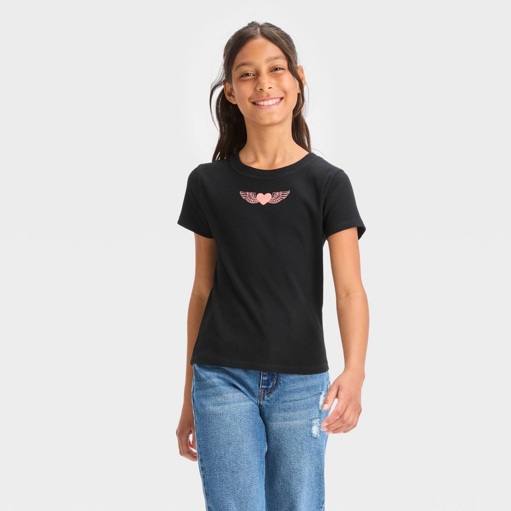  ( Case Pack Of 23)Girls' Short Sleeve Embroidered T-Shirt - art class™ Black S (3) M (7) L (8) XL ( 4) XXL (1) 