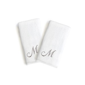 Linum Home Textles Monogrammed Luxury 100% Turkish Cotton Novelty White Hand Towels  (Set of 2) - 1 of 1