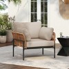 Modern Outdoor Lounge Chair, 36" Iron Lounge Chair with Rope Weave Design, Chairs with Iron Legs and PE Cushions-Coolbibila - 3 of 4