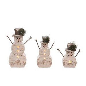 Transpac Resin 9.5 in. Brown Christmas Birch Snowman Figurines Set of 3 - 1 of 2