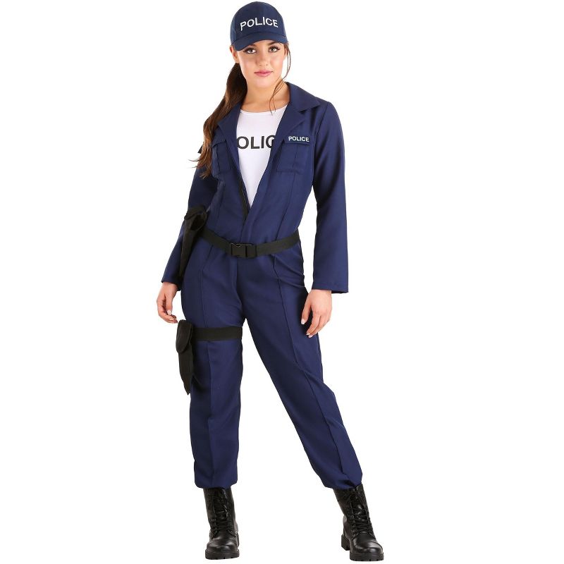 HalloweenCostumes.com Women's Plus Size Tactical Cop Jumpsuit, 1 of 4