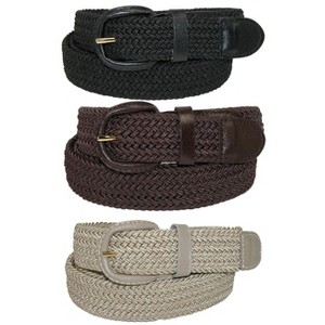 CTM Men's Elastic Braided Stretch Belt (Pack of 3 Colors) - 1 of 3