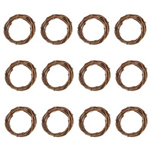 Unique Bargains Metal Door Window Decorations Hoop Round Rattan Wreaths 12 Pcs - 1 of 4
