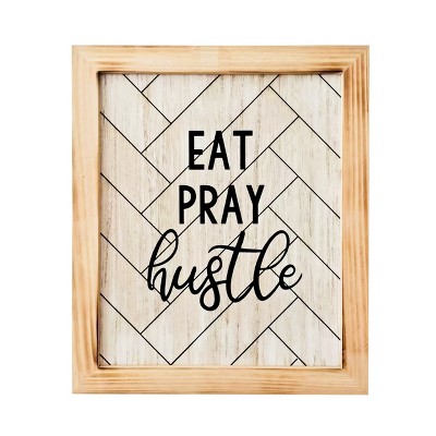 VIP Wood 15.75 in. Brown Eat Pray Hustle Wall Decor