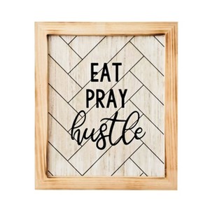VIP Wood 15.75 in. Brown Eat Pray Hustle Wall Decor - 1 of 2