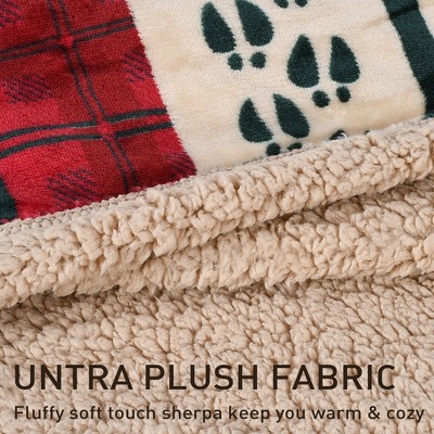 Reversible Reindeer Sherpa Fleece Twin Blanket, 60" x 80"
