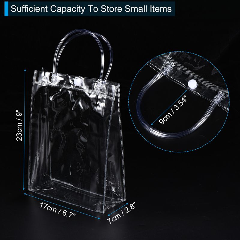 Unique Bargains Party Wedding Reusable Mini PVC Plastic Gift Wrap Tote Bag with Handles Clear 9" x 6.7" x 2.8" 25 Pack, 2 of 6