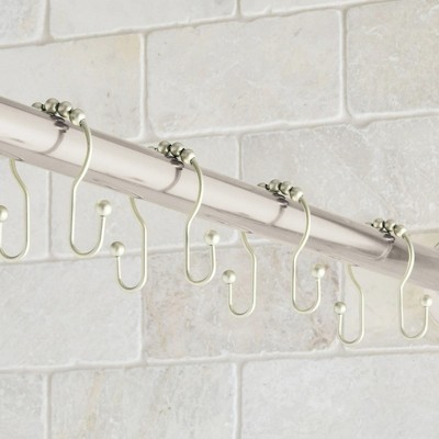 LunaLulinlk Rustproof Double Easy Glide Shower Hooks, Brushed Nickel, Set of 12
