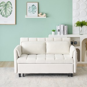 SKRAN 52 "velvet sofa, 3 in 1 convertible sleeper,pull-out bed with back, pillow, pockets for living room furniture - 1 of 4