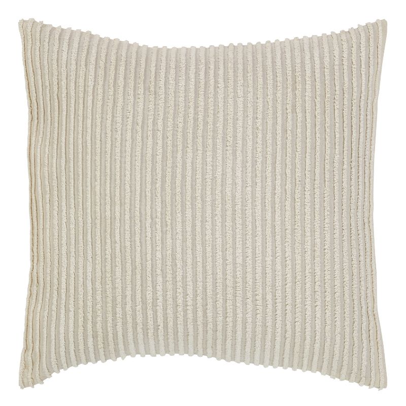 Jullian Collection 100% Cotton Tufted Unique Luxurious Bold Stripes Design Sham Ivory - Better Trends, 1 of 5
