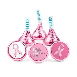 324ct Breast Cancer Awareness Stickers for Hershey's Kisses, Mints, or Peanut Butter Cup Mini (324 pack) - Pink Ribbon Favors - By Just Candy - 1 of 2