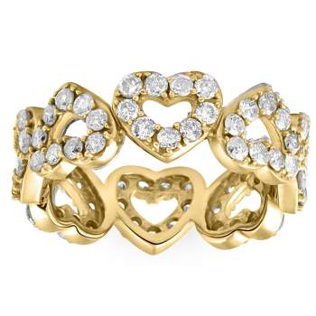 Pompeii3 1 1/2Ct Diamond Heart Shaped Eternity Ring in White, Yellow, or Rose Gold
