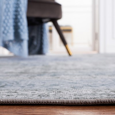 Tucson Green and Grey Non-Slip Washable Rectangular Rug