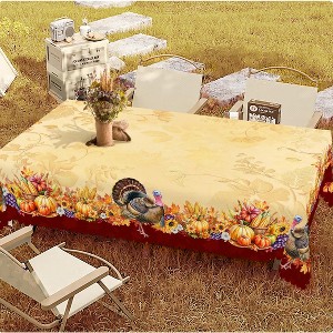 LOVEVOOK Thanksgiving Tablecloth, Fall Tablecloth, Pumpkin Table Cloth, Autumn Harvest for Christmas, Holiday, Birthday, Harvest - 1 of 4