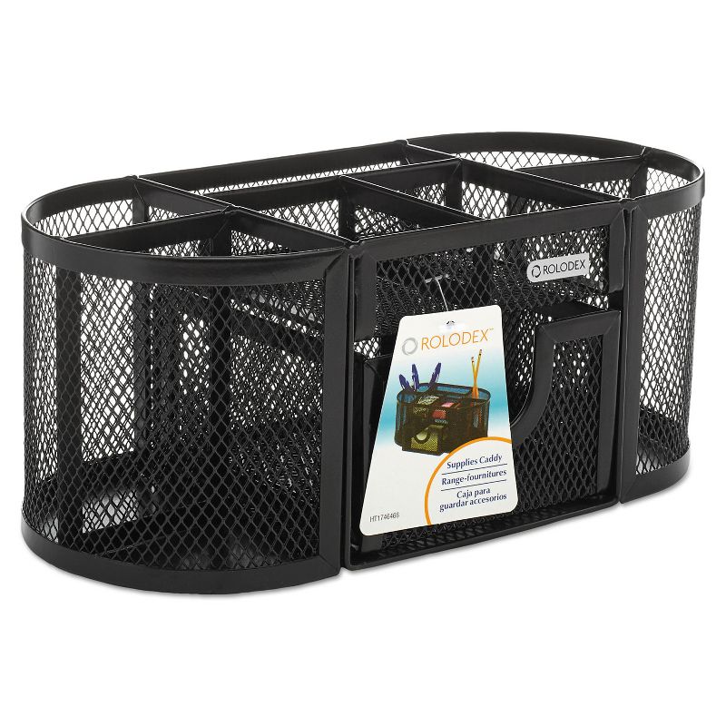 Rolodex Mesh Pencil Cup Organizer Four Compartments Steel 9 1/3 x 4 1/2 x 4 Black 1746466, 3 of 5