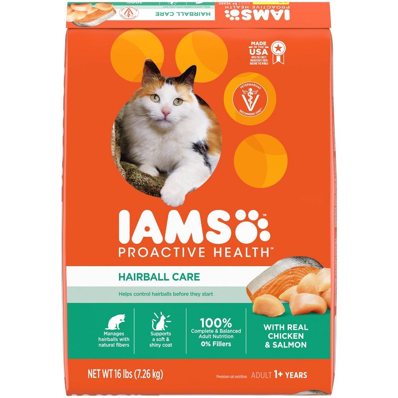 IAMS Proactive Health Hairball Care with Chicken & Salmon Adult Premium Dry Cat Food, 1 of 11