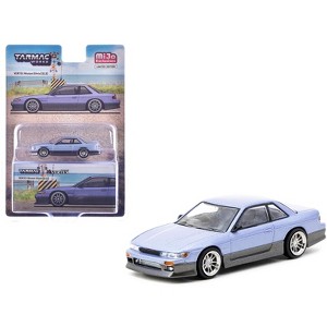 Nissan Silvia (S13) Vertex RHD Blue Metallic and Gray Metallic "Global64" Series 1/64 Diecast Model by Tarmac Works - 1 of 4