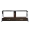 60" Glass and Engineered Wood TV Stand with Stainless Steel Frame, 2 Drawers, and Open Cubby for Living Room - 2 of 4