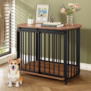 JUJABU 31.5" Modern Dog Crate End Table with Double-Doors, Indoor Kennel for Small & Medium Dogs - 1 of 4