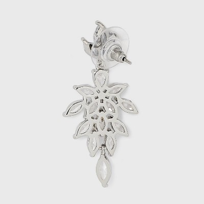 Cluster Marquise Stone Linear Earrings - Silver