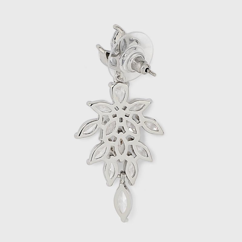 Cluster Marquise Stone Linear Earrings - Silver, 2 of 3