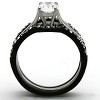 Slickblue Stainless Steel Two-Tone Ring for Women, Oval Clear CZ, Black or Dark Brown Finish, Wedding Style, Size 5-11 - 3 of 4