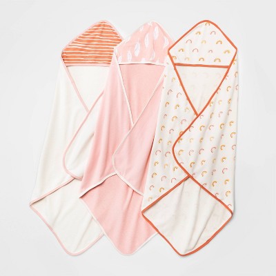 Baby Girls' 3pk Earth & Sky Hooded Towel - Cloud Island™ Pink