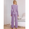 cheibear Women's Long Sleeve Button Down Tops with Pants Sleepwear Pajamas Sets - 4 of 4
